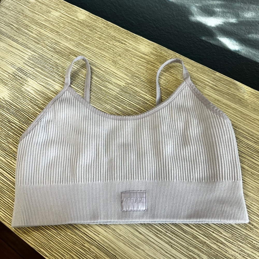 Refuge Women's Ribbed Sports Bra - Light Lilac